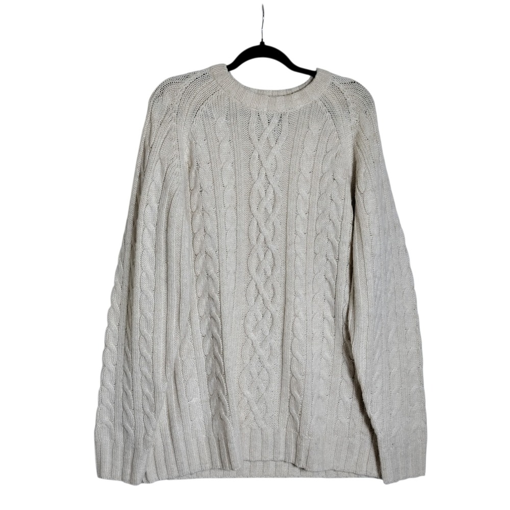 Royal Robbins Mens Baylands Fisherman Sweater XXL Ivory Heather Cable Knit